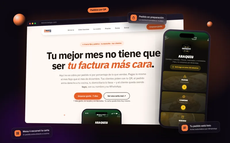 RestoTicketGo en computador y celular